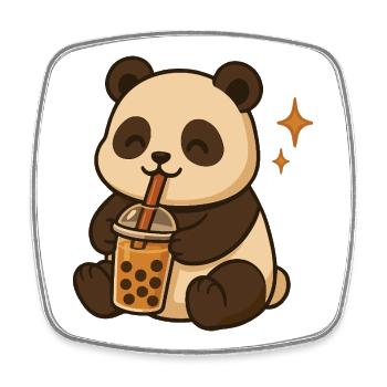 Panda mit Bubble Tea kawaii Panda - Viereckiger Kühlschrankmagnet - Weiß - Vorne