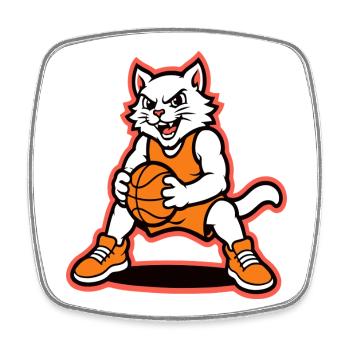 Wildcat Basketball Dribble Mascot - Square fridge magnet - white - Front