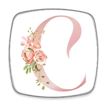 Q Floral Watercolor and Ribbon - Square fridge magnet - white - Front