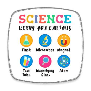 Science arouses curiosity - Square fridge magnet - white - Front