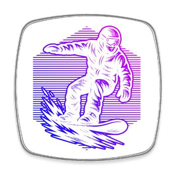 Characterful snowboard design - Square fridge magnet - white - Front