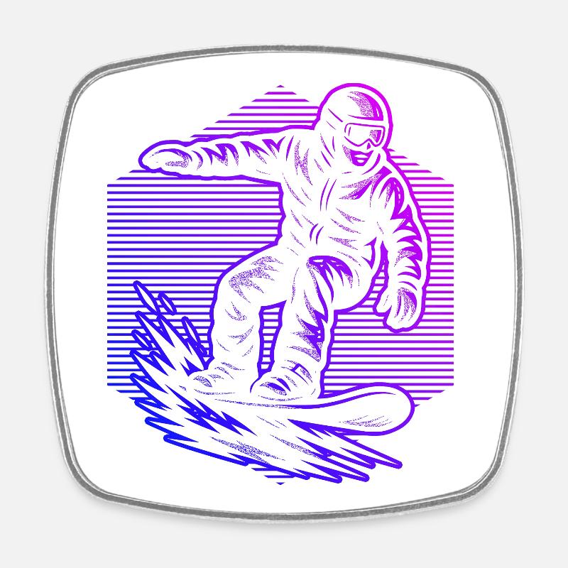 Characterful snowboard design - Square fridge magnet - white