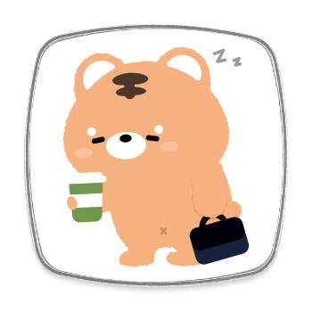 Tigre de Kawaii avec tasse de café - Magnet carré - blanc - Devant