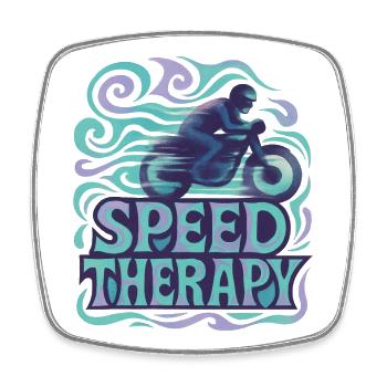 Speed Therapy – Motorrad - Viereckiger Kühlschrankmagnet - Weiß - Vorne