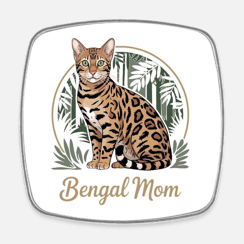 Mignonne maman chatte Bengalie - Magnet carré - blanc