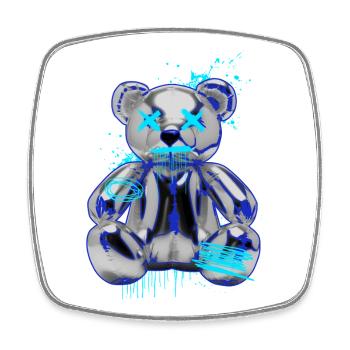 Graffiti Bear Neon Drop Teddy Bear - Square fridge magnet - white - Front