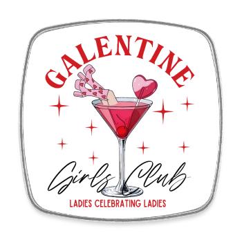 Valentine Girls Club Cocktail Illustration - Square fridge magnet - white - Front
