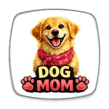 Maman de chien amoureuse avec du cirage de pattes - Magnet carré - blanc - Devant