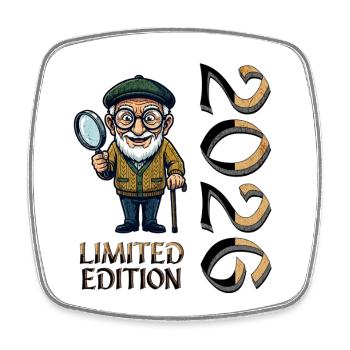 Limited Edition Retired Grandpa - Square fridge magnet - white - Front