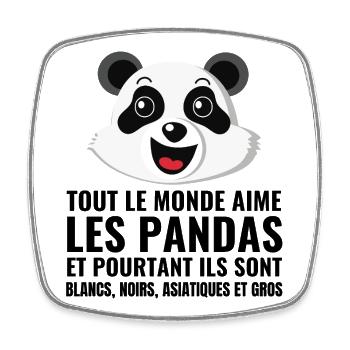 panda, diversity, love - Square fridge magnet - white - Front