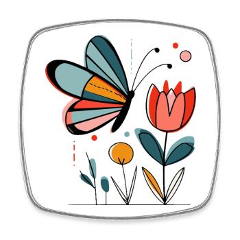 Papillon à motif printanier avec des fleurs - Magnet carré - blanc - Devant