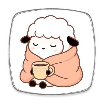 Mouton au thé – Illustration calme - Magnet carré - blanc - Devant