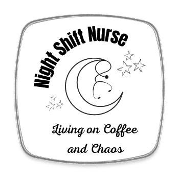 Night Shift Nurse - Coffee and Chaos Stethoscope M - Square fridge magnet - white - Front