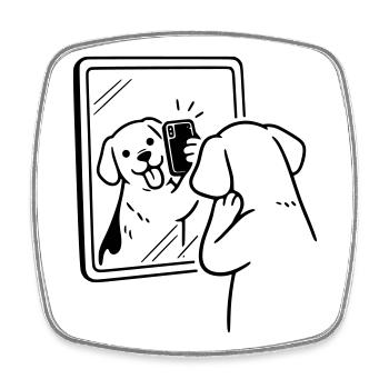 Chien Selfie Chien - Magnet carré - blanc - Devant