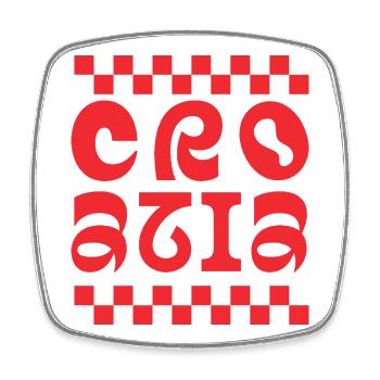 Logo de police rétro Croatie - Magnet carré - blanc - Devant