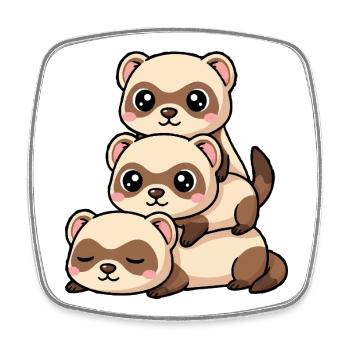 Niedlicher Frettchen-Lustiger Cartoon Kawaii Haustier-Design - Viereckiger Kühlschrankmagnet - Weiß - Vorne
