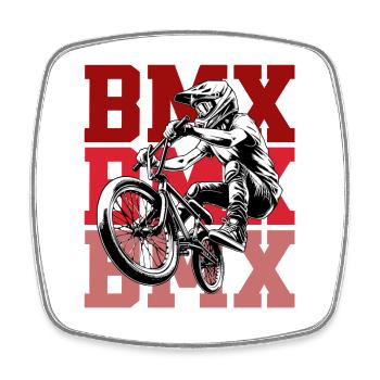 BMX Rider im roten Hintergrund - Viereckiger Kühlschrankmagnet - Weiß - Vorne