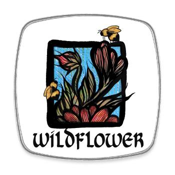 Floraison de fleurs sauvages avec les abeilles - Magnet carré - blanc - Devant