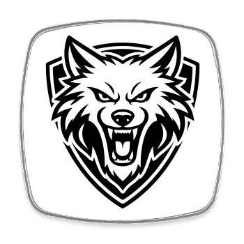 Blason de tête de loup - Magnet carré - blanc - Devant