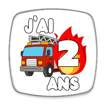 I'm 2 years old fire truck fun - Square fridge magnet - white - Front