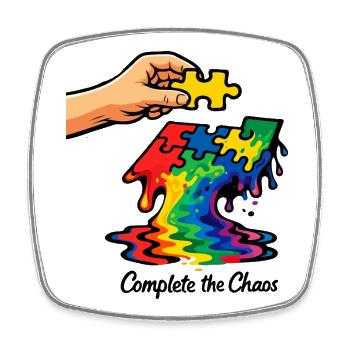 Autism Puzzle Piece Rainbow Awareness Art - Square fridge magnet - white - Front