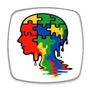 Illustration de tête de puzzle de sensibilisation à l’autisme - Magnet carré - blanc - Devant