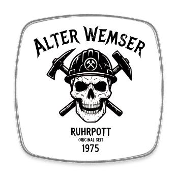 1975 Geburtstag Geschenk für echte Ruhrpott Typen - Viereckiger Kühlschrankmagnet - Weiß - Vorne