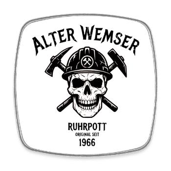 1966 Geburtstag Geschenk für echte Ruhrpott Typen - Viereckiger Kühlschrankmagnet - Weiß - Vorne