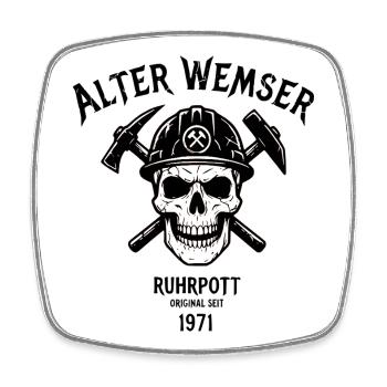 1971 Geburtstag Geschenk für echte Ruhrpott Typen - Viereckiger Kühlschrankmagnet - Weiß - Vorne