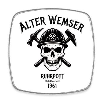 1961 Geburtstag Geschenk für echte Ruhrpott Typen - Viereckiger Kühlschrankmagnet - Weiß - Vorne