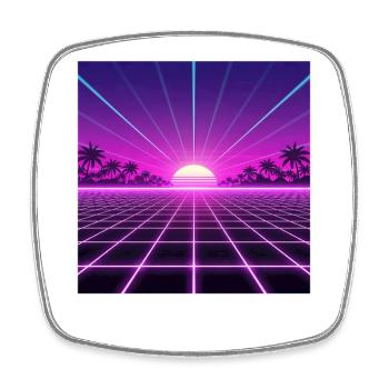 Sonnenuntergang Neon Retrogrid back to 90s - Viereckiger Kühlschrankmagnet - Weiß - Vorne