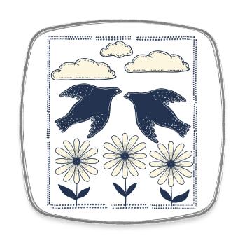 Night Bird Print - Square fridge magnet - white - Front