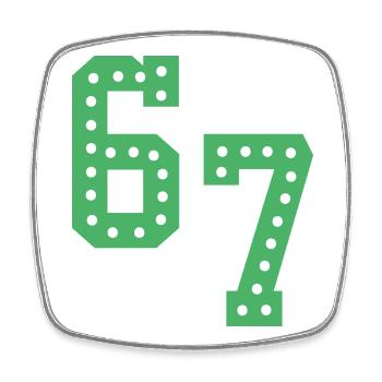 6 7 – Trendiges, minimalistisches Textdesign, - Viereckiger Kühlschrankmagnet - Weiß - Vorne