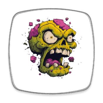 Exploding Skull – Comic Horror Motif - Square fridge magnet - white - Front