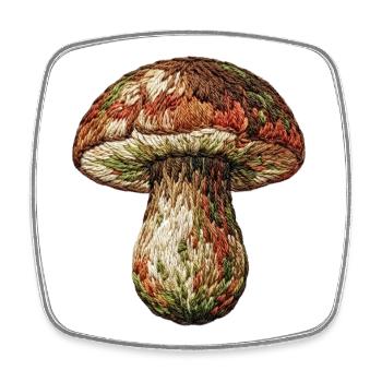 Mushroom in embroidered look (printed) - Square fridge magnet - white - Front