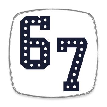 Number Lights 67 - Viereckiger Kühlschrankmagnet - Weiß - Vorne
