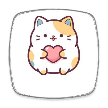 Katzenherz Kuschelmotiv Pastellfarben - Viereckiger Kühlschrankmagnet - Weiß - Vorne