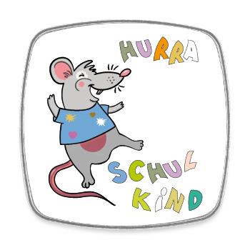 Hooray Schoolchild Mouse - Square fridge magnet - white - Front