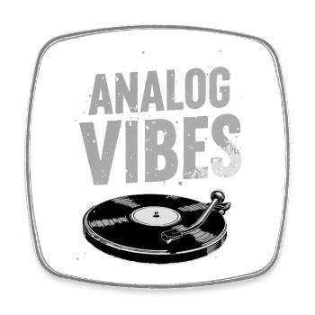 Analog Vibes – Vinyl Turntable Motif - Square fridge magnet - white - Front