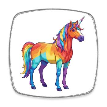 Colorful Unicorn Rainbow Pop Art Watercolor - Square fridge magnet - white - Front