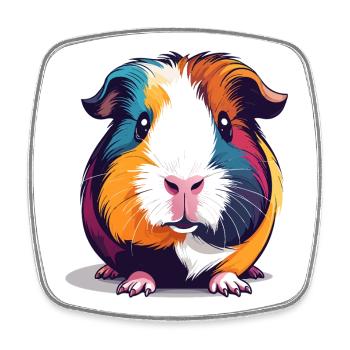 Colorful Guinea Pig Pop Art Illustration - Square fridge magnet - white - Front