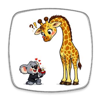 Love Giraffe and Koala T-shirt - Square fridge magnet - white - Front