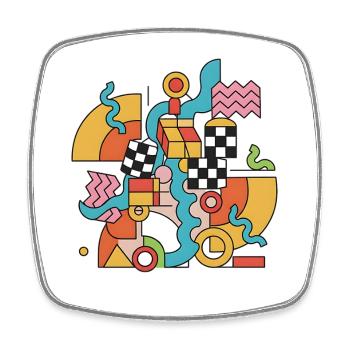 Colorful geometry in abstract style Pop Art 90s - Square fridge magnet - white - Front