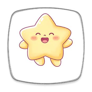 Kawaii Sternchen Lächeln Stern Kinder - Viereckiger Kühlschrankmagnet - Weiß - Vorne