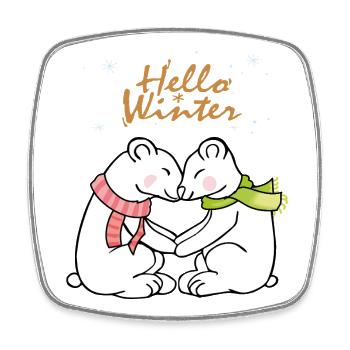 Hello Winter - Square fridge magnet - white - Front