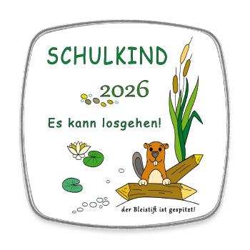Schulbeginn 2026 Naturfreude - Viereckiger Kühlschrankmagnet - Weiß - Vorne