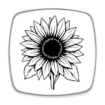 Fleur Fleur Noire Fleurs de Tournesol Fleurs - Magnet carré - blanc - Devant