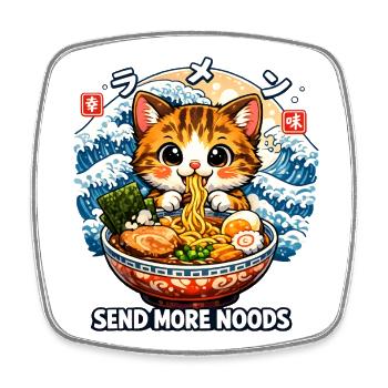 Chats Ramen Nouilles Anime japonais Manga Kawaii - Magnet carré - blanc - Devant