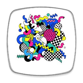 Buntes Geometrie-Chaos Pop Art - Viereckiger Kühlschrankmagnet - Weiß - Vorne