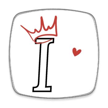Buchstabe i Kronenherz - Viereckiger Kühlschrankmagnet - Weiß - Vorne